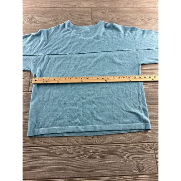 J. Jill Linen Blend Womens Small Baby Blue 3/4 Sleeve Beachy Light Blouse - Picture 5 of 8